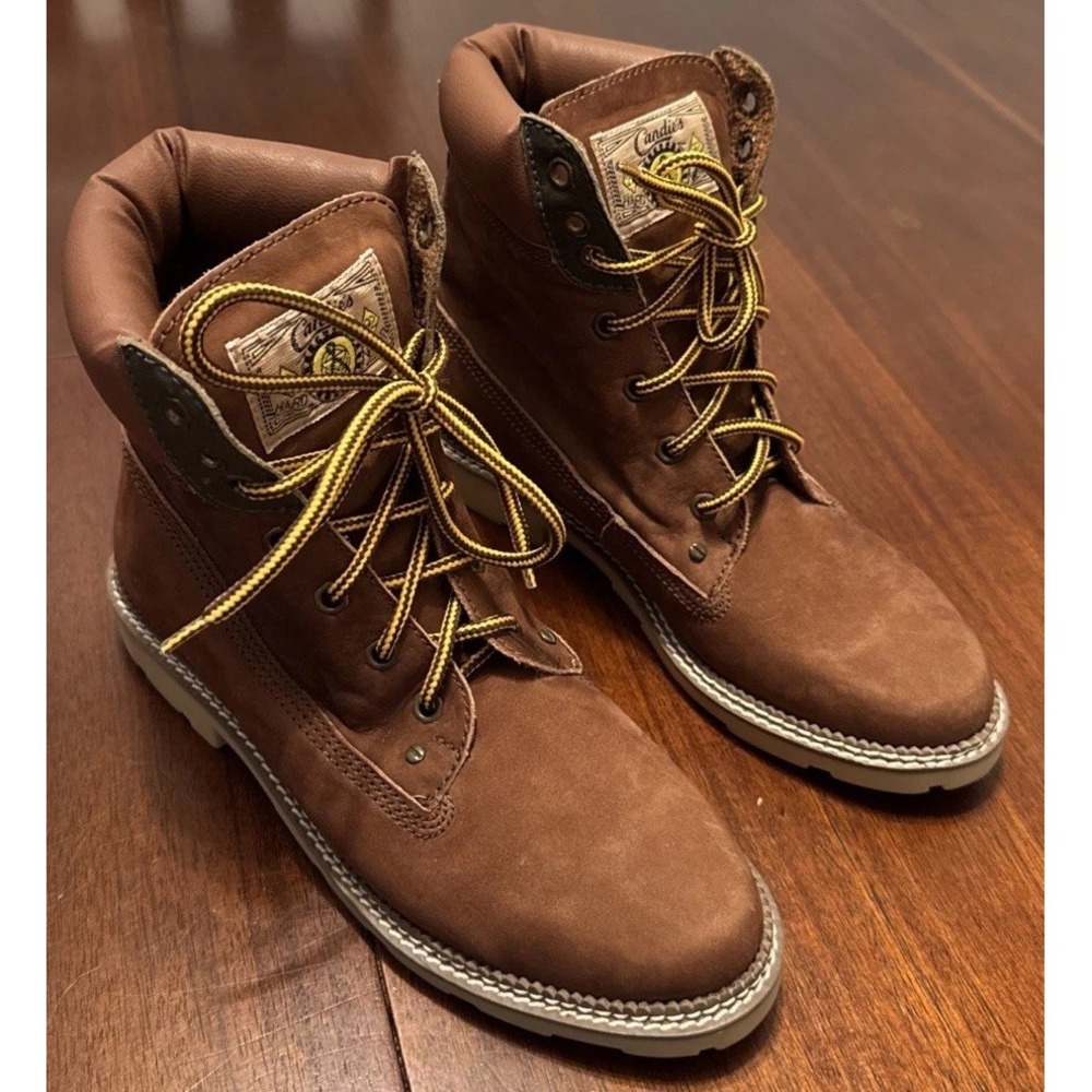 VTG Candies Workwear Brown Leather Lug Sole Boots Womens 8.5 Made Brazil